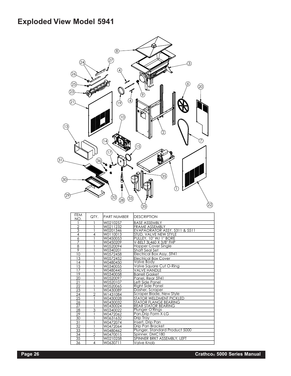 Exploded view model 5941 | Grindmaster 5311 User Manual | Page 26 / 52