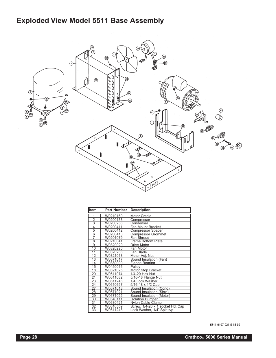 Exploded view model 5511 base assembly | Grindmaster 5311 User Manual | Page 28 / 52