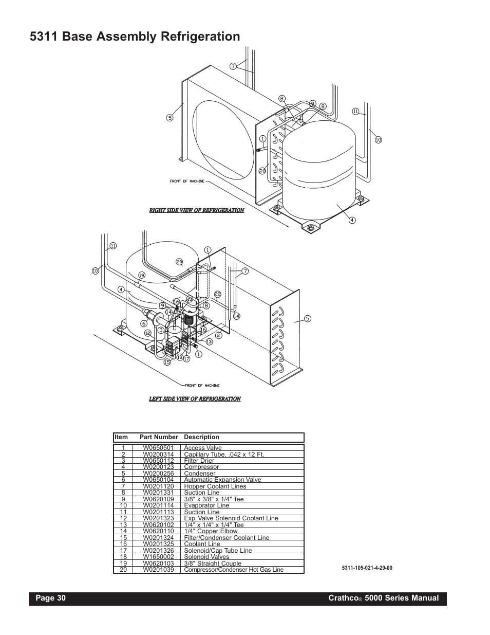 5311 base assembly refrigeration | Grindmaster 5311 User Manual | Page 30 / 52