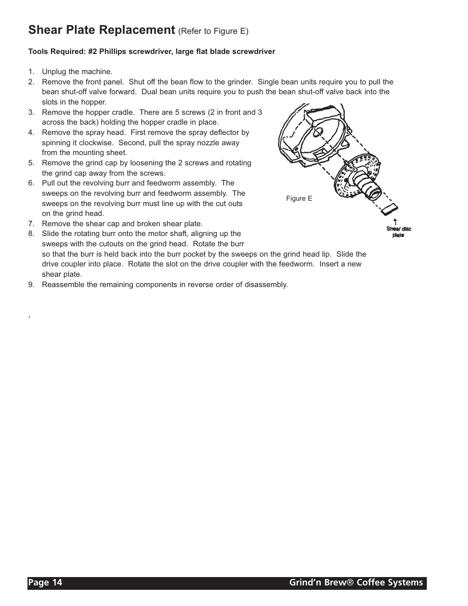 Shear plate replacement | Grindmaster 11 User Manual | Page 14 / 24