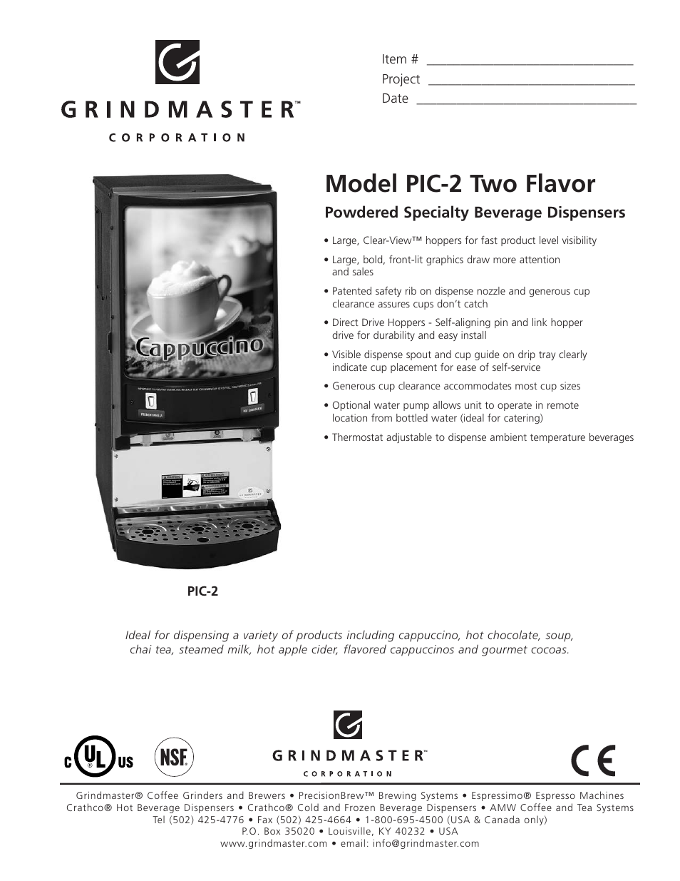 Grindmaster PIC-2 User Manual | 2 pages