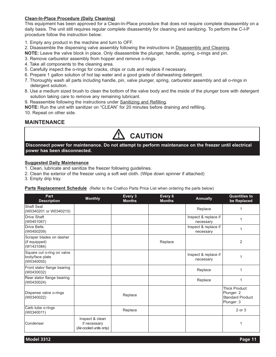 Caution, Maintenance | Grindmaster 3312 User Manual | Page 13 / 36