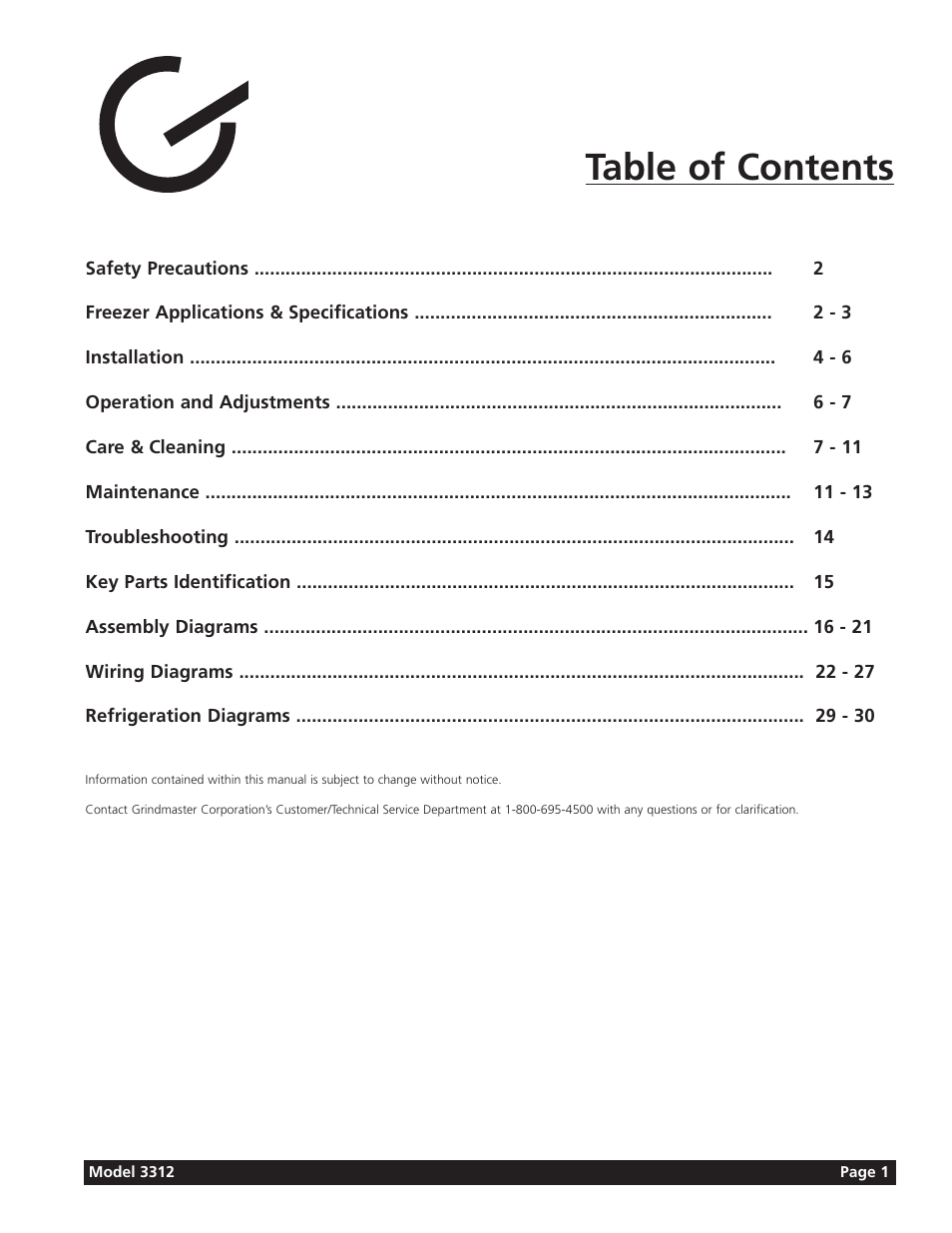 Grindmaster 3312 User Manual | Page 3 / 36