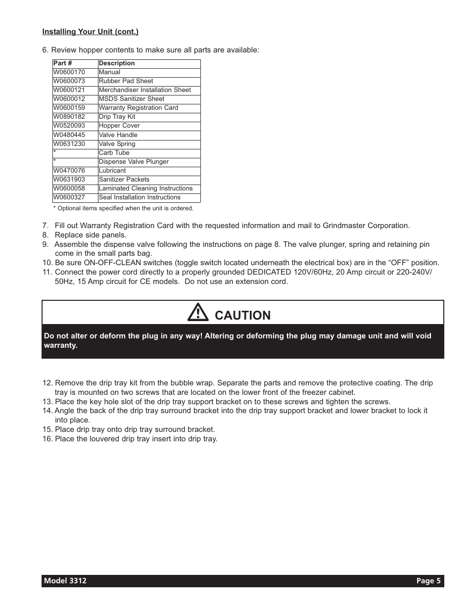 Caution | Grindmaster 3312 User Manual | Page 7 / 36