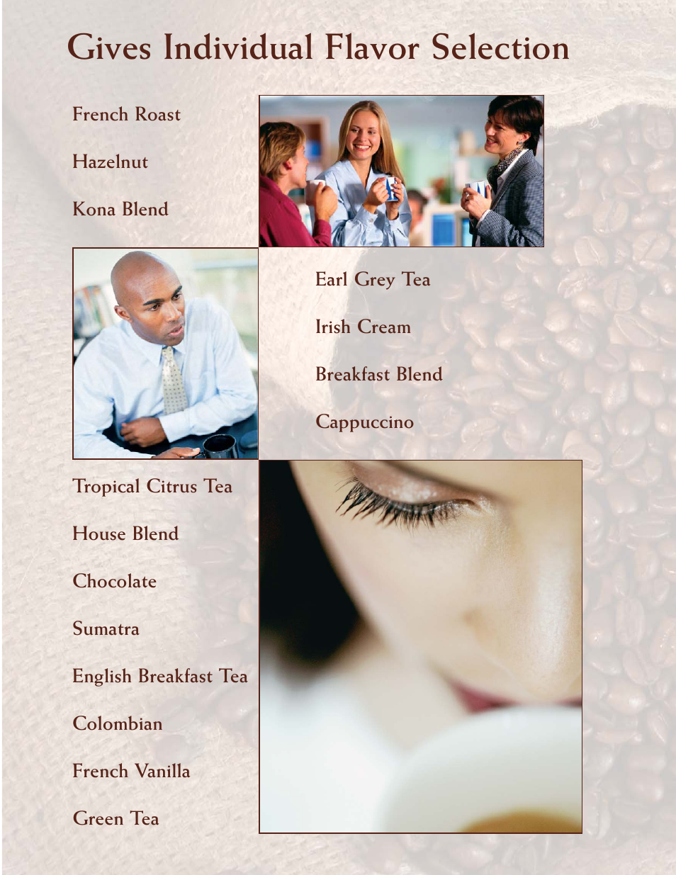 Gives individual flavor selection | Grindmaster PRECISION BREW Single Cup Pod Brewer User Manual | Page 5 / 6