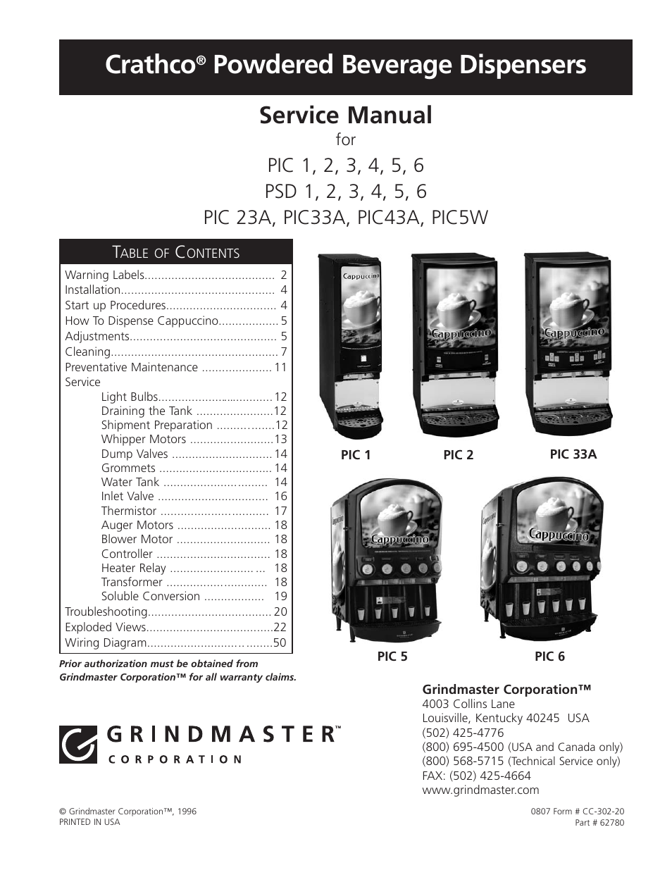 Grindmaster CC-302-20 User Manual | 68 pages