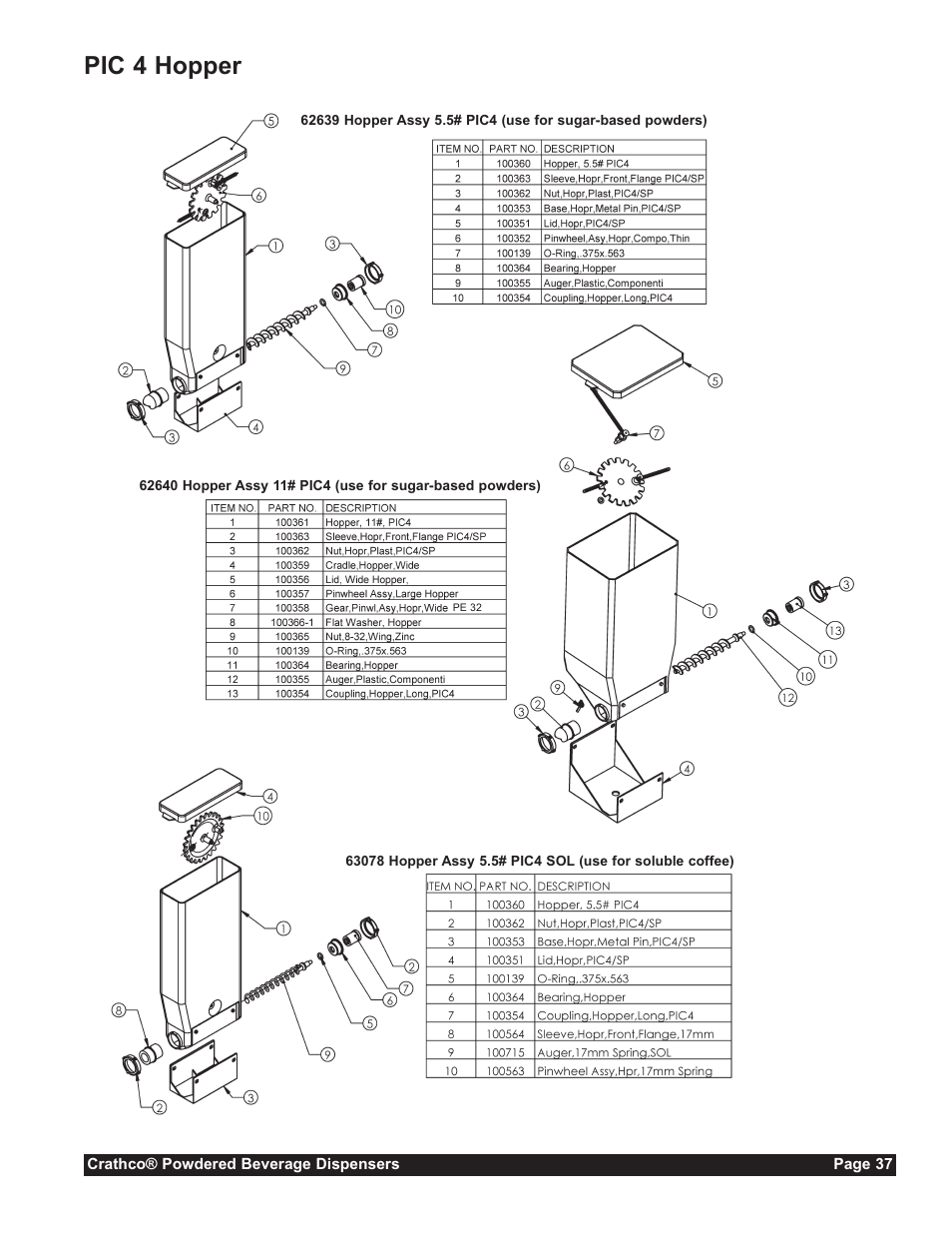 Pic 4 hopper | Grindmaster CC-302-20 User Manual | Page 37 / 68