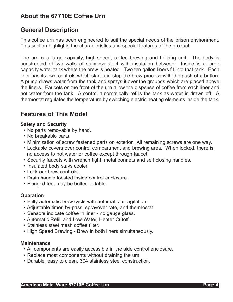 Features of this model | Grindmaster 67710E User Manual | Page 4 / 19