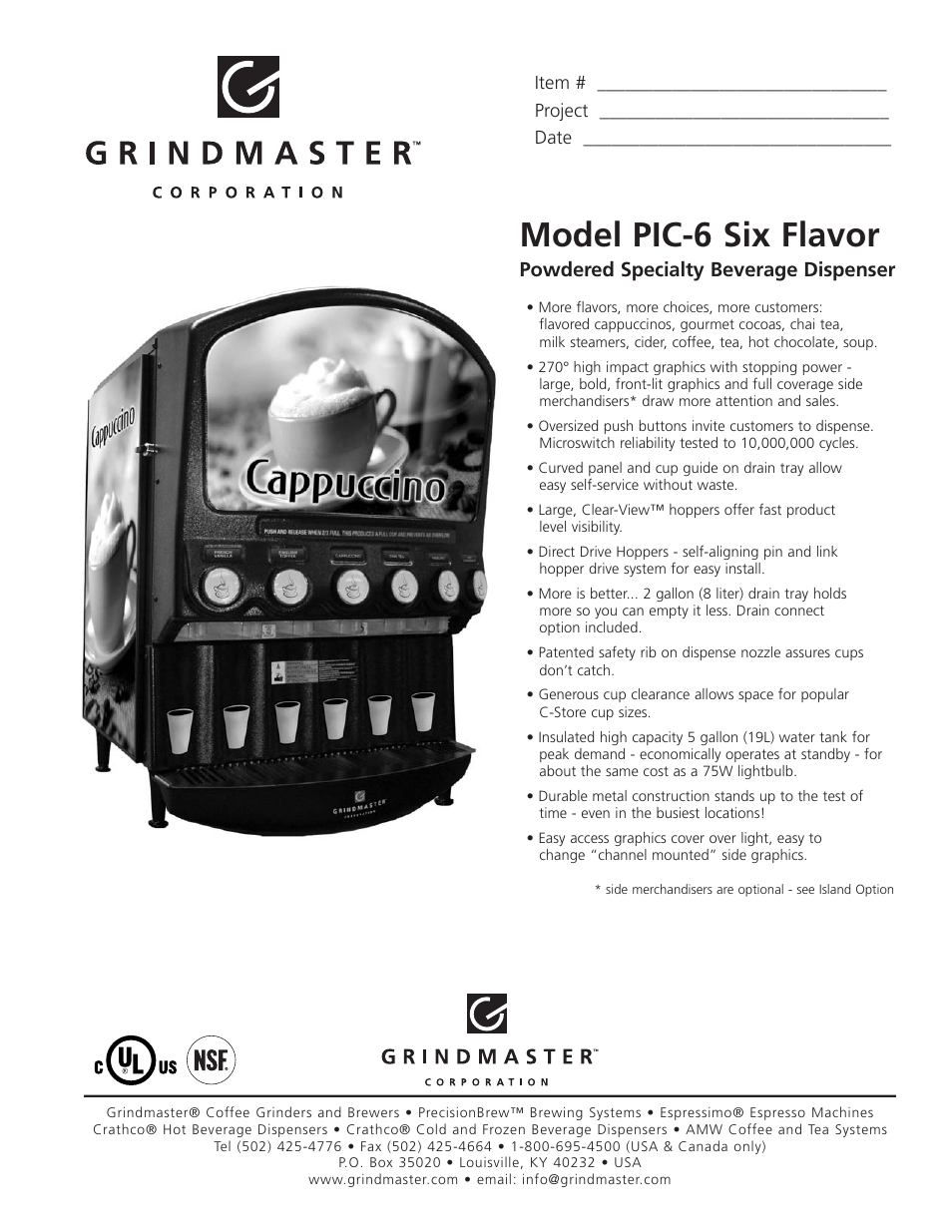 Grindmaster PIC-6 User Manual | 2 pages