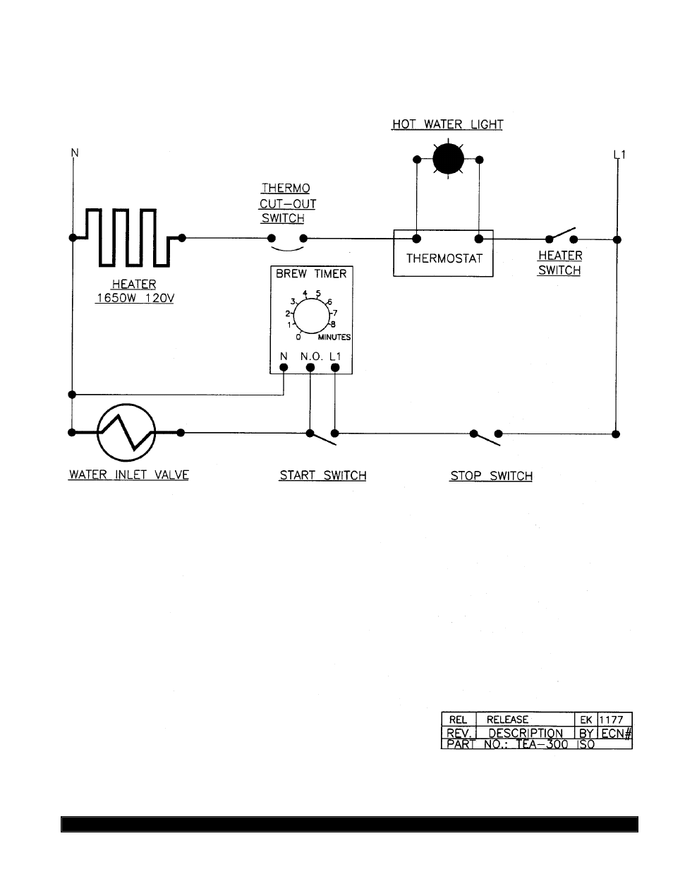 Tea-300 wiring schematic | Grindmaster TEA-300 User Manual | Page 14 / 16