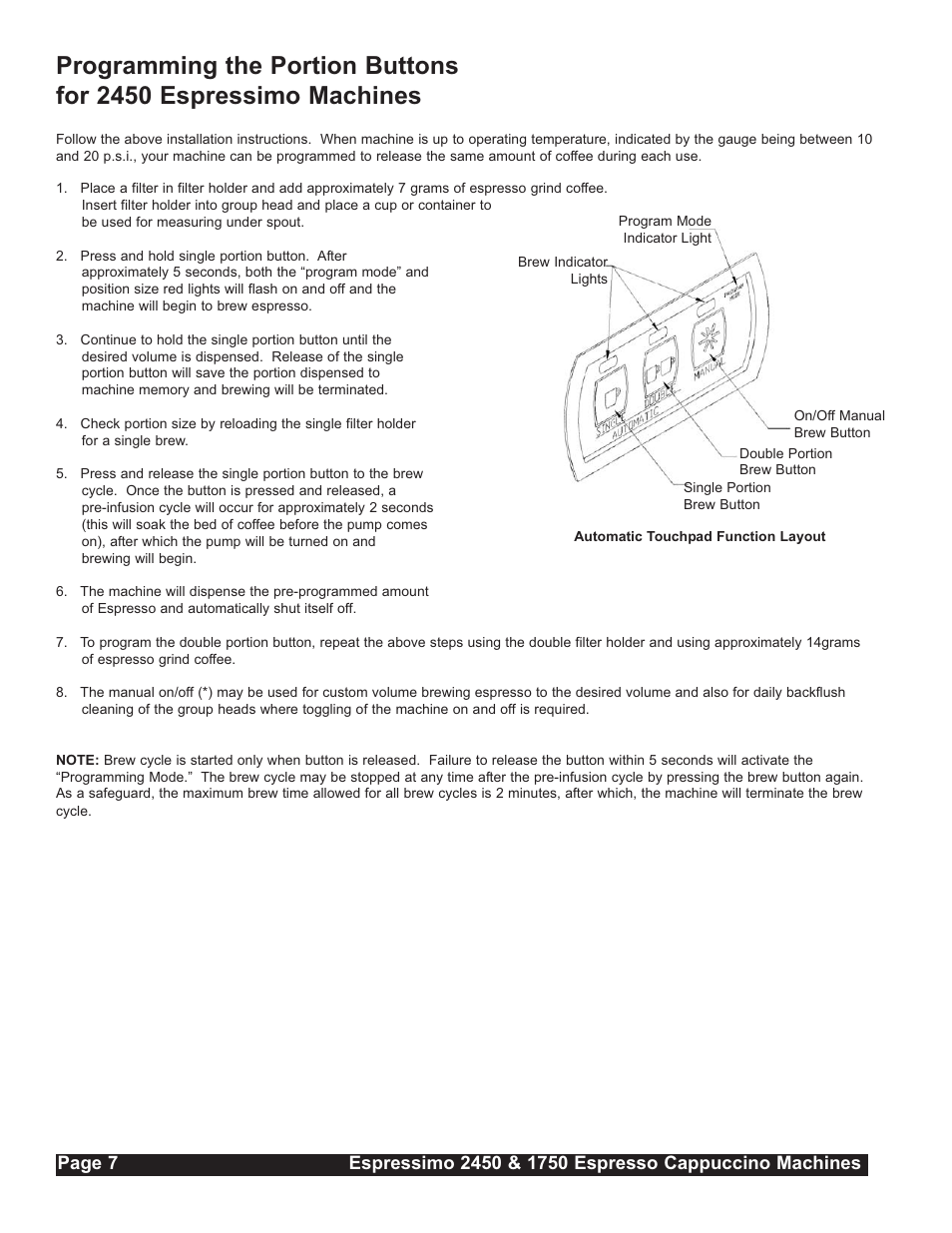 Grindmaster Espressimo 2450 User Manual | Page 8 / 28