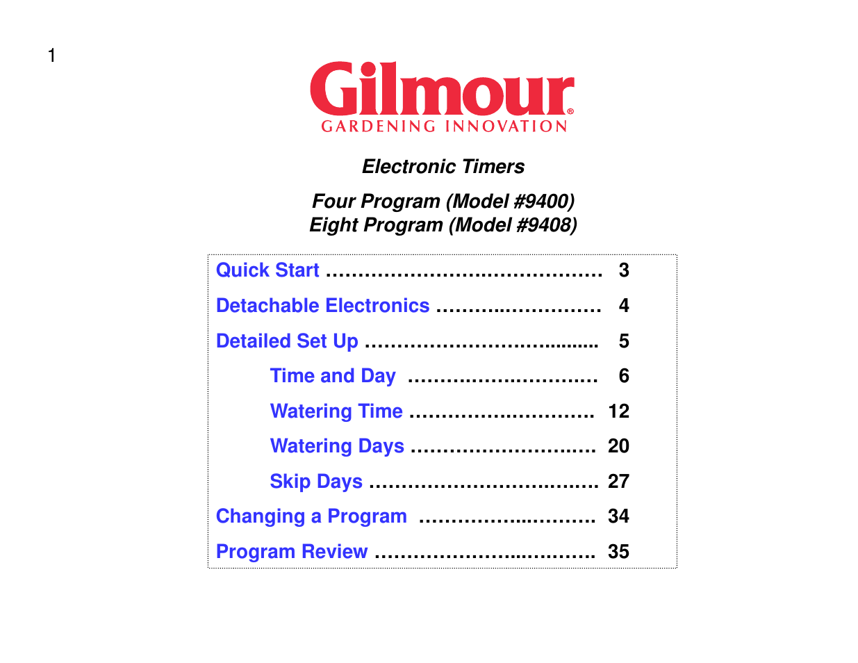 Gilmour 9400 User Manual | 35 pages