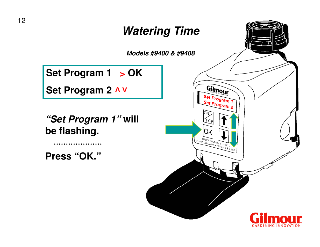 Watering time | Gilmour 9400 User Manual | Page 12 / 35