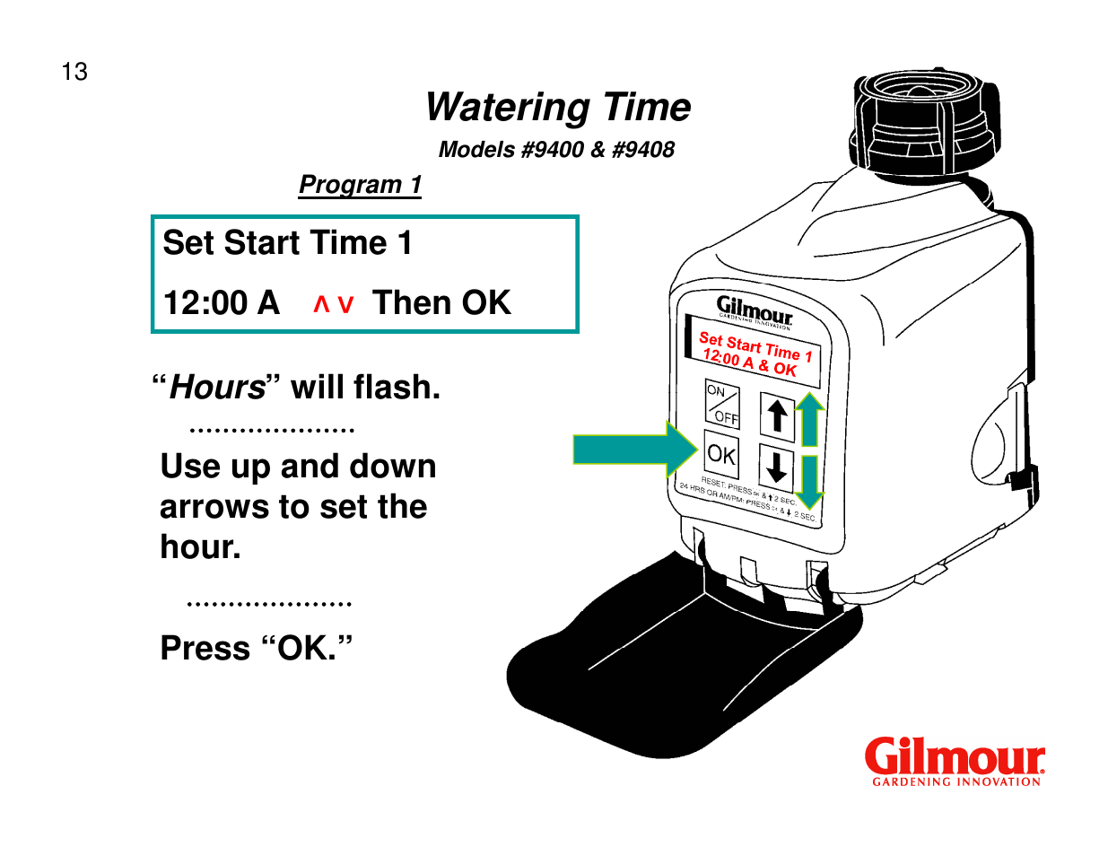 Watering time | Gilmour 9400 User Manual | Page 13 / 35