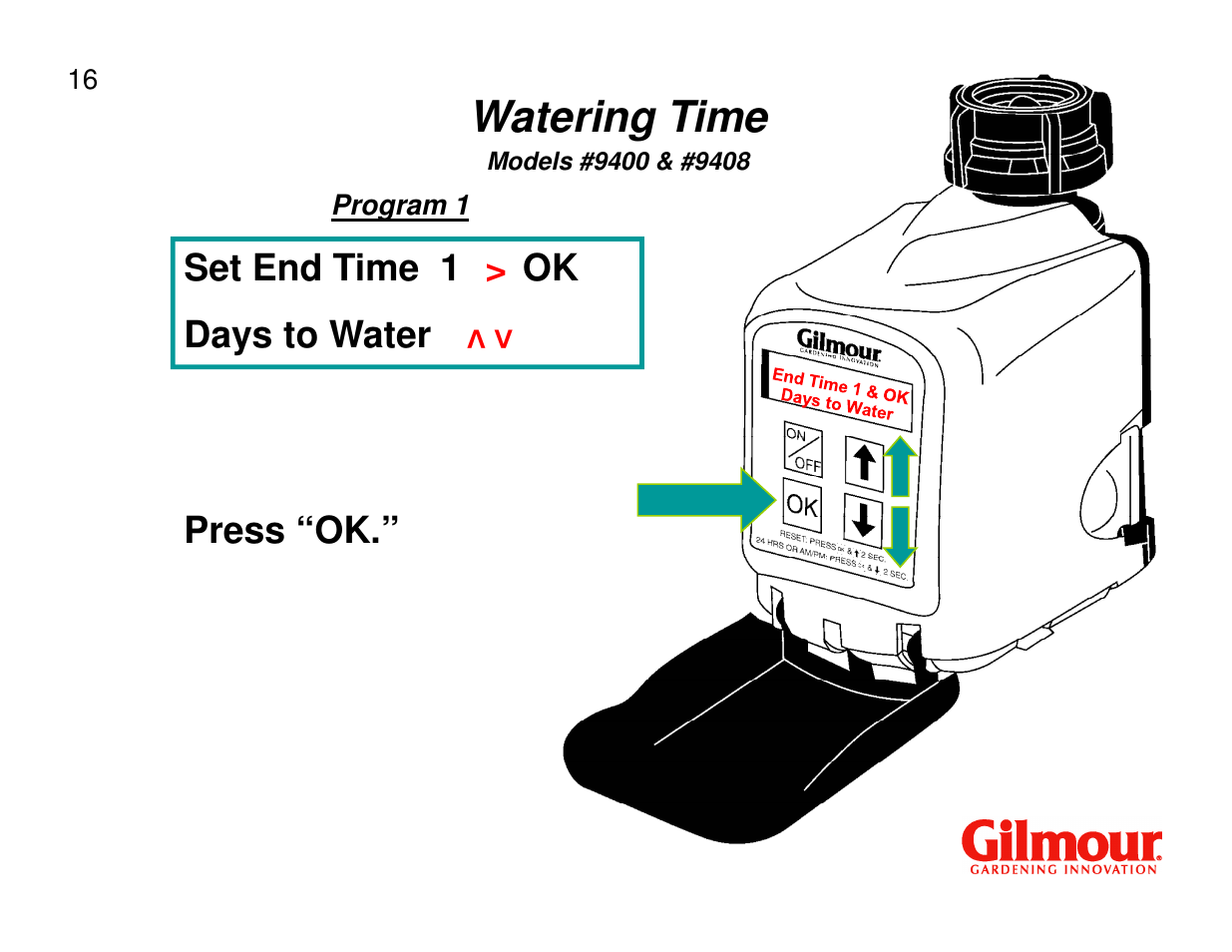 Watering time | Gilmour 9400 User Manual | Page 16 / 35
