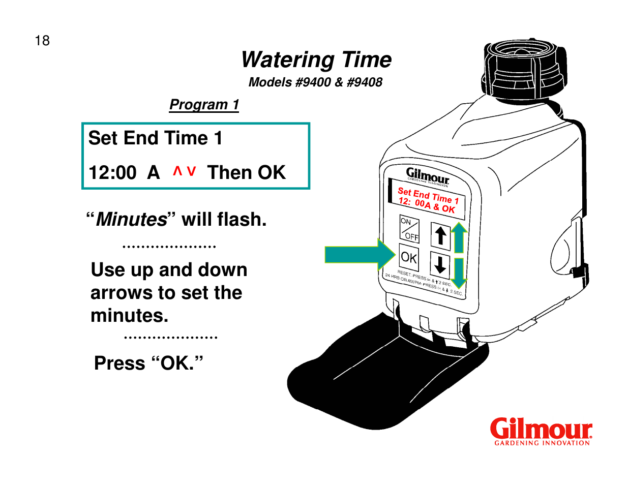 Watering time | Gilmour 9400 User Manual | Page 18 / 35