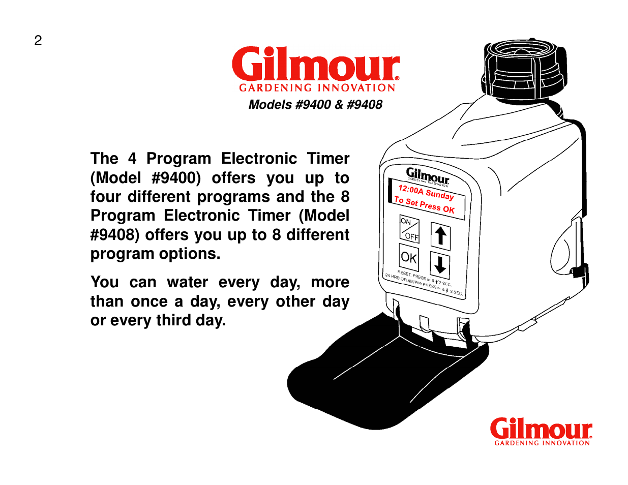 Gilmour 9400 User Manual | Page 2 / 35