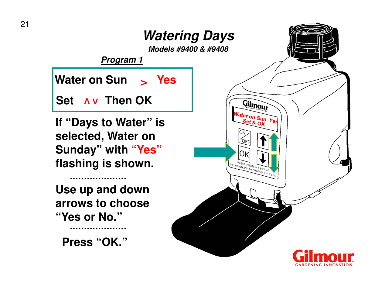 Watering days | Gilmour 9400 User Manual | Page 21 / 35