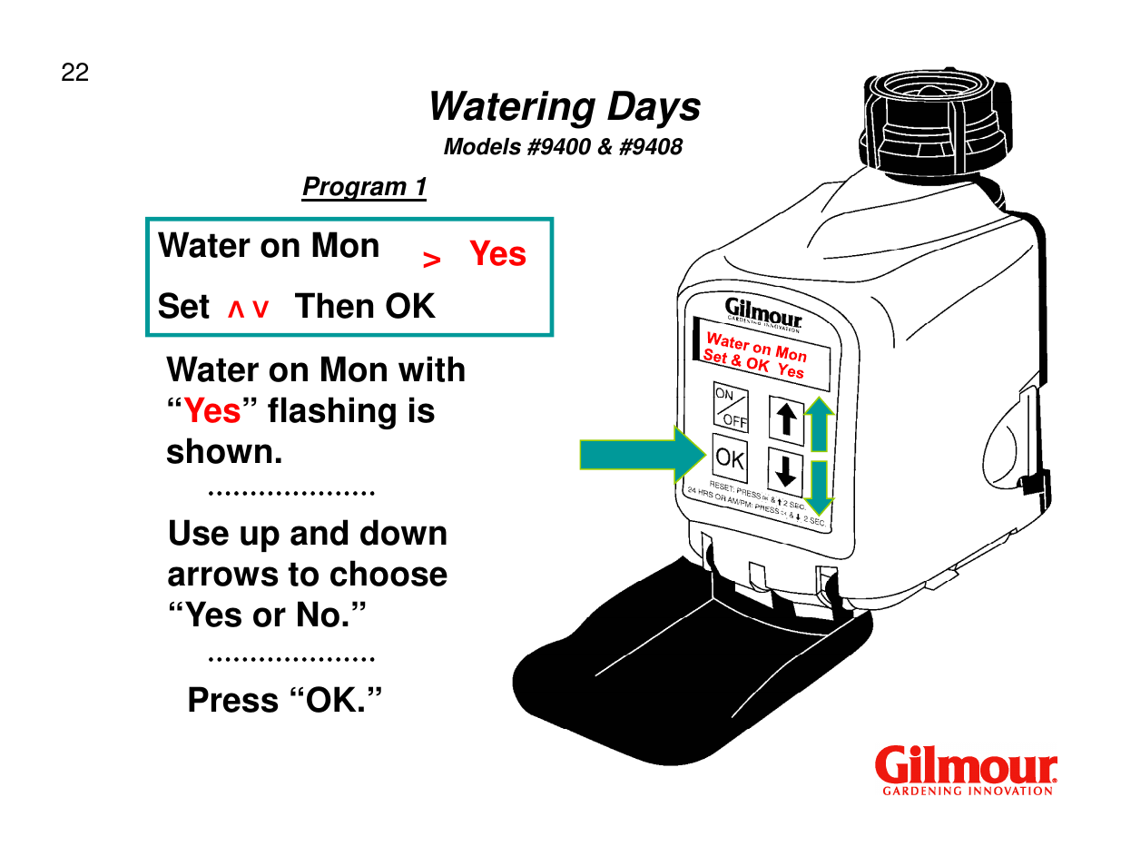 Watering days | Gilmour 9400 User Manual | Page 22 / 35