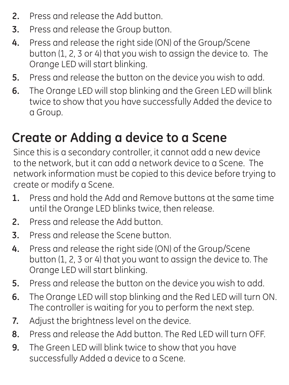 Create or adding a device to a scene | GE 45631 GE Z-Wave Wireless Keypad Controller User Manual | Page 11 / 20