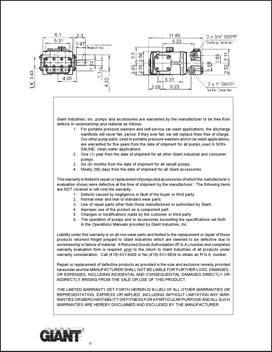 Giant industries limited warranty | Giant P420A-3100 User Manual | Page 8 / 8