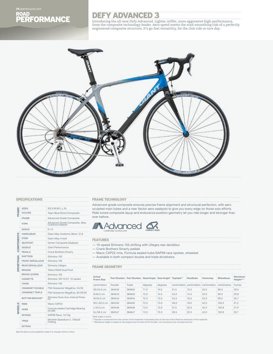 Giant Defy Advanced 3 User Manual | 1 page