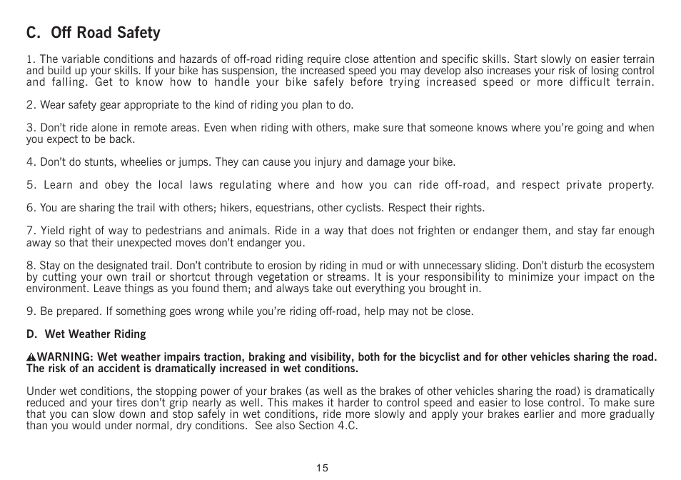 C. off road safety | Giant Revive User Manual | Page 16 / 41
