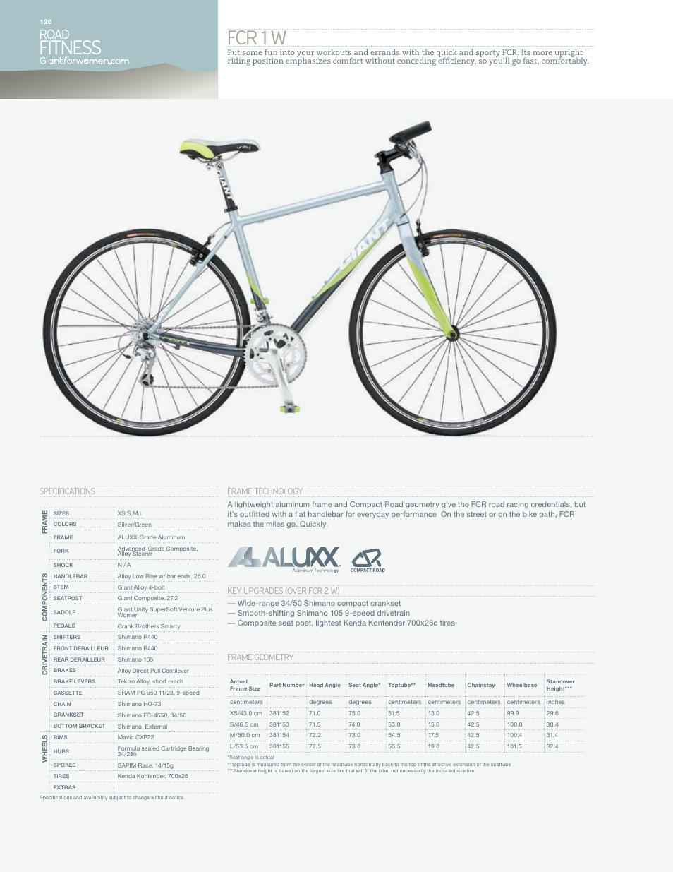 Giant Aluxx FCR 1 W User Manual | 1 page