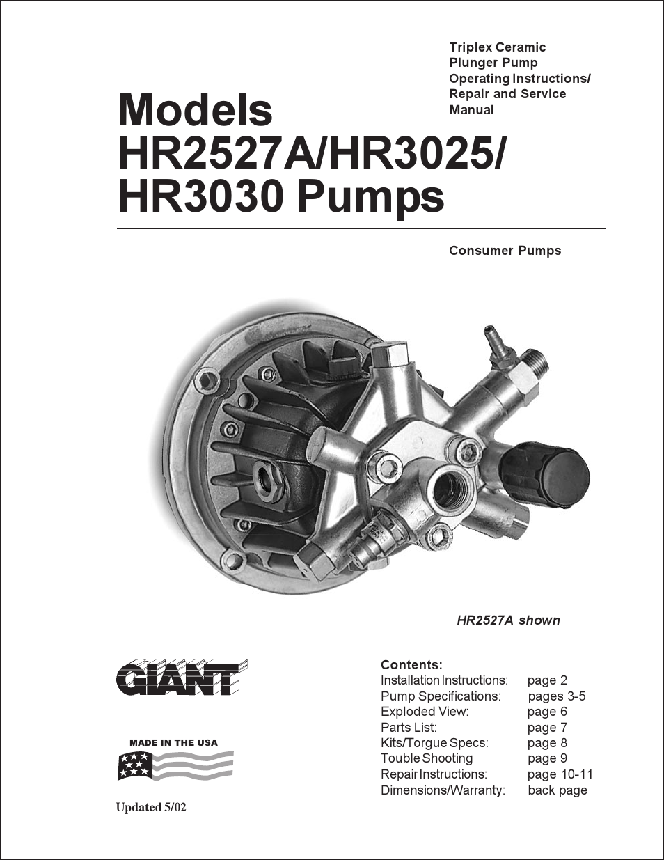 Giant HR2527A User Manual | 12 pages