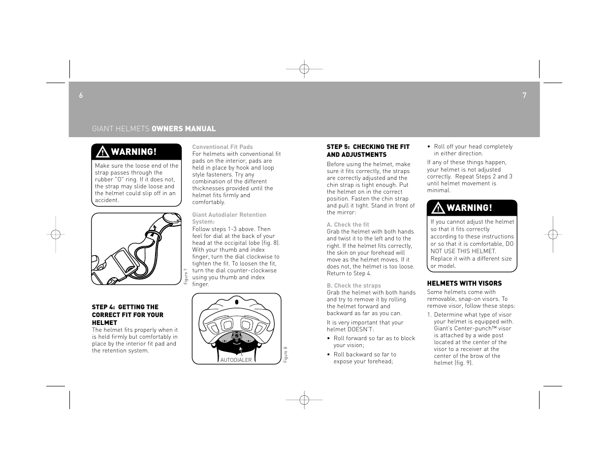 Warning | Giant HELMETS User Manual | Page 4 / 7
