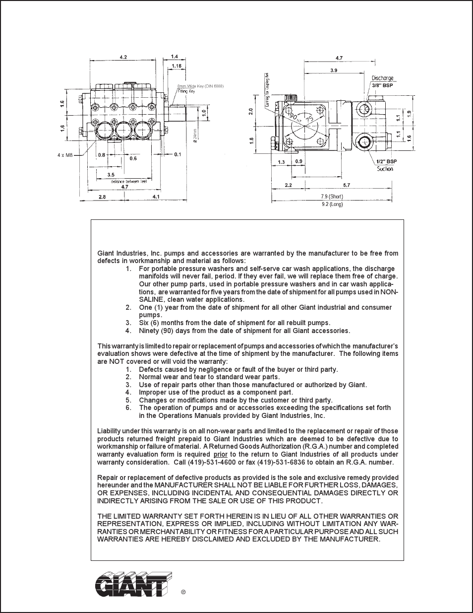 Giant industries limited warranty | Giant THE EAGLE LINE P206 User Manual | Page 11 / 11