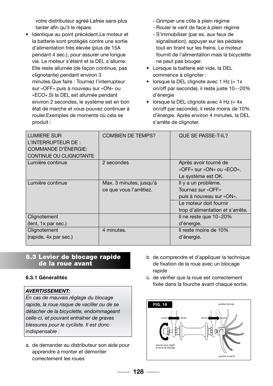 3 levier de blocage rapide de la roue avant | Giant TwisT 2002 Motorized Bicycle User Manual | Page 130 / 148