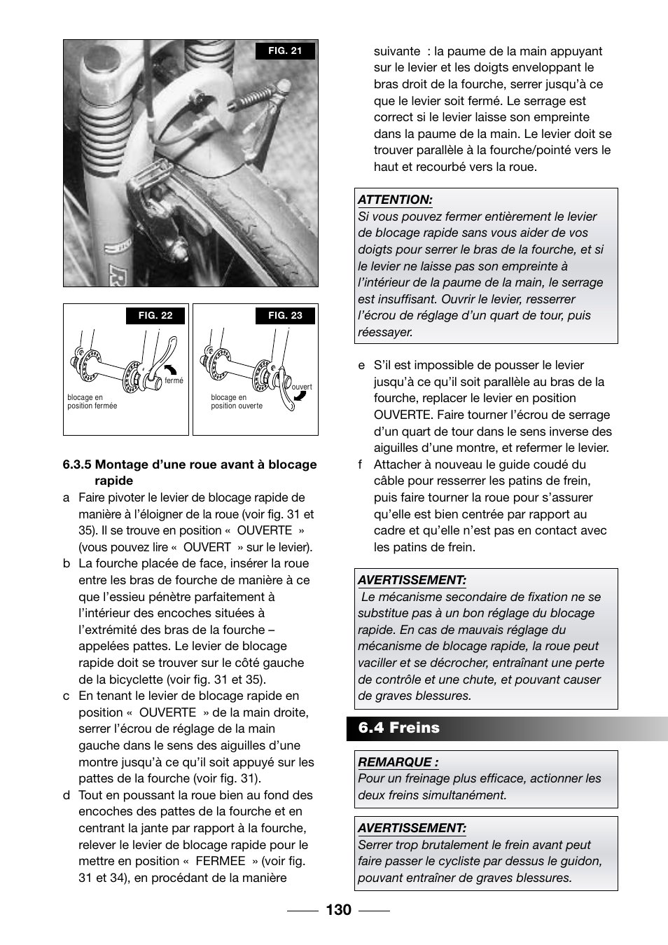 4 freins | Giant TwisT 2002 Motorized Bicycle User Manual | Page 132 / 148