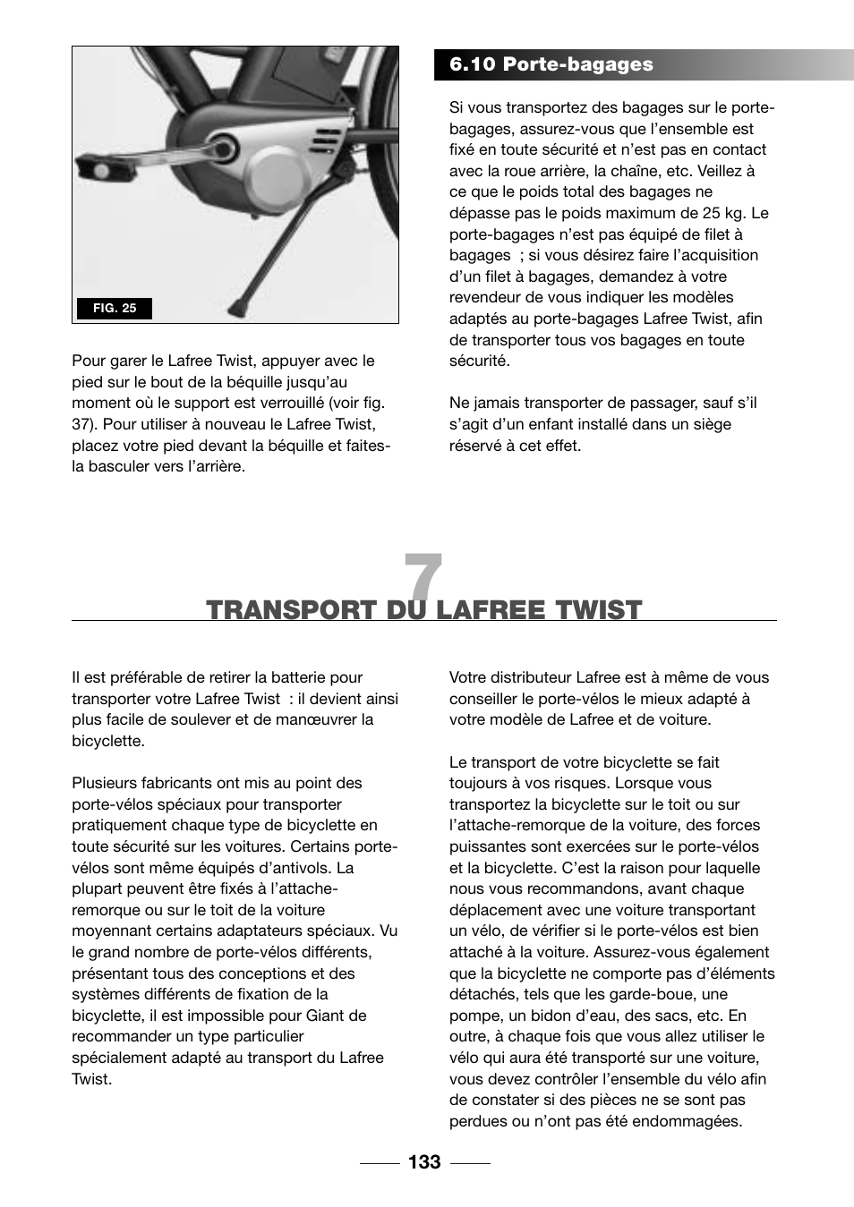 Transport du lafree twist | Giant TwisT 2002 Motorized Bicycle User Manual | Page 135 / 148