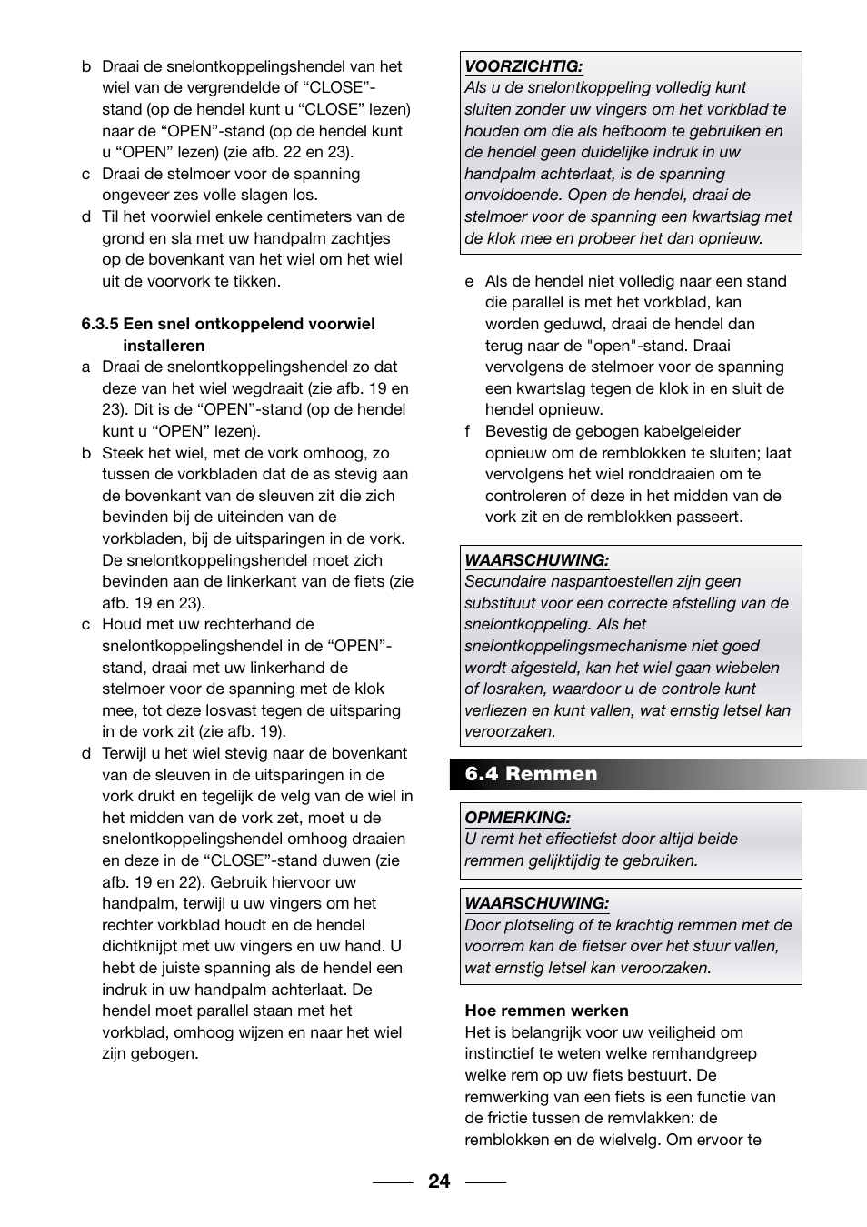 4 remmen | Giant TwisT 2002 Motorized Bicycle User Manual | Page 26 / 148