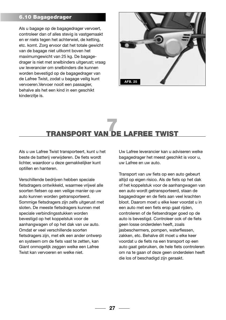 Transport van de lafree twist | Giant TwisT 2002 Motorized Bicycle User Manual | Page 29 / 148