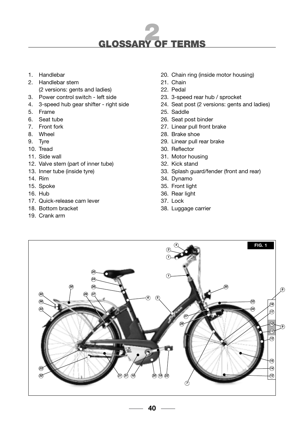 Glossary of terms | Giant TwisT 2002 Motorized Bicycle User Manual | Page 42 / 148