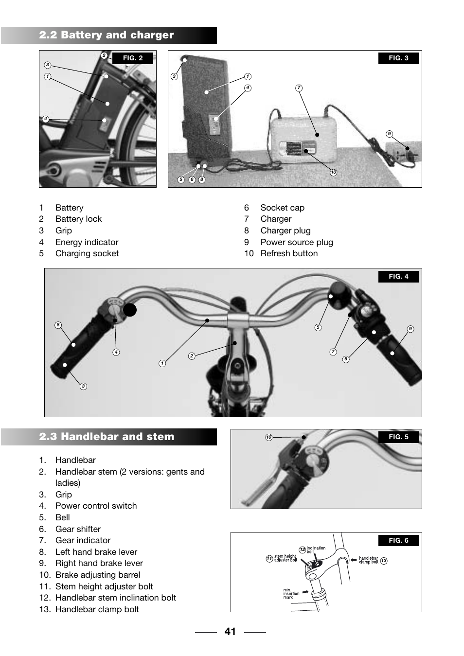 2 battery and charger, 3 handlebar and stem | Giant TwisT 2002 Motorized Bicycle User Manual | Page 43 / 148