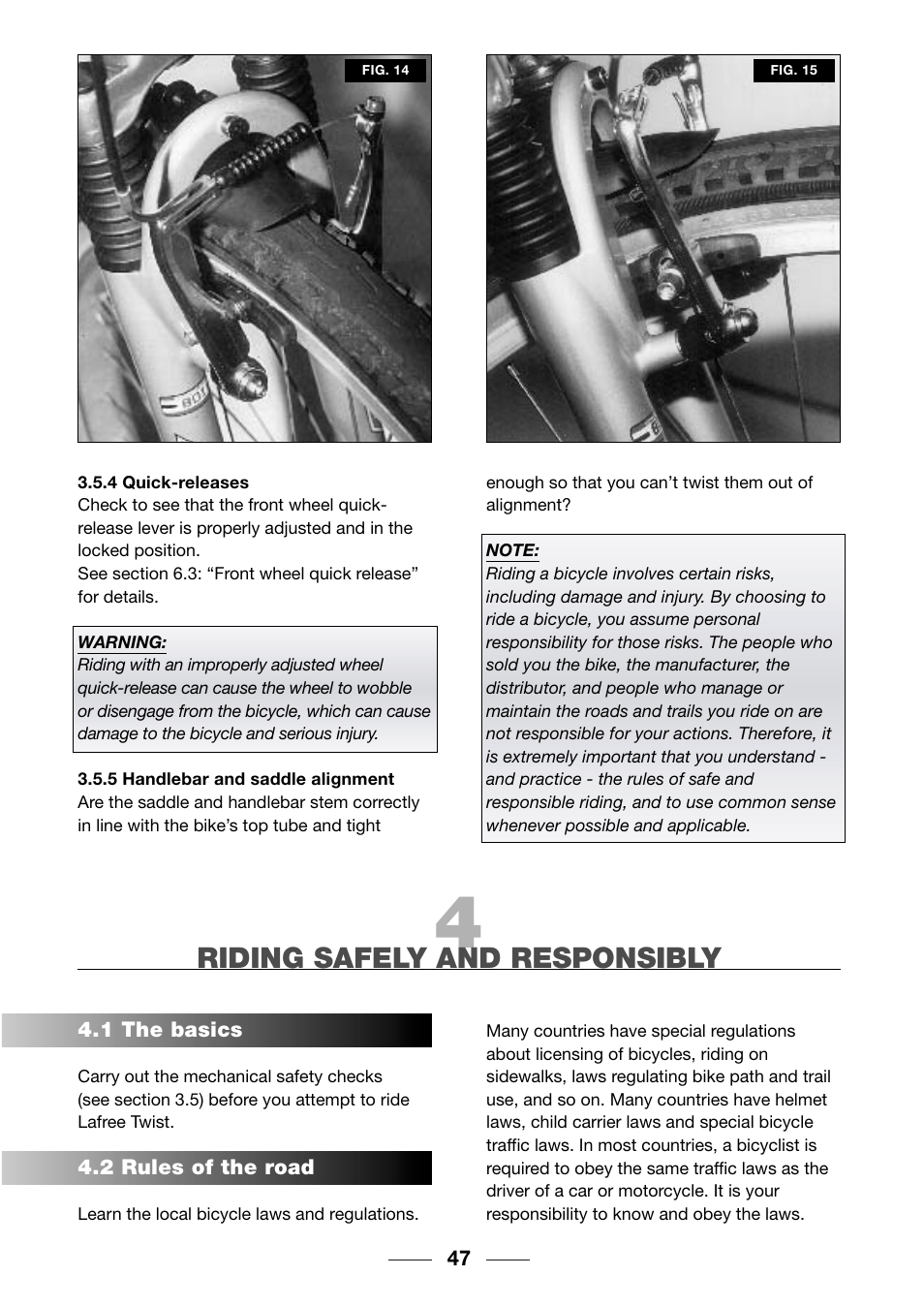 Riding safely and responsibly | Giant TwisT 2002 Motorized Bicycle User Manual | Page 49 / 148