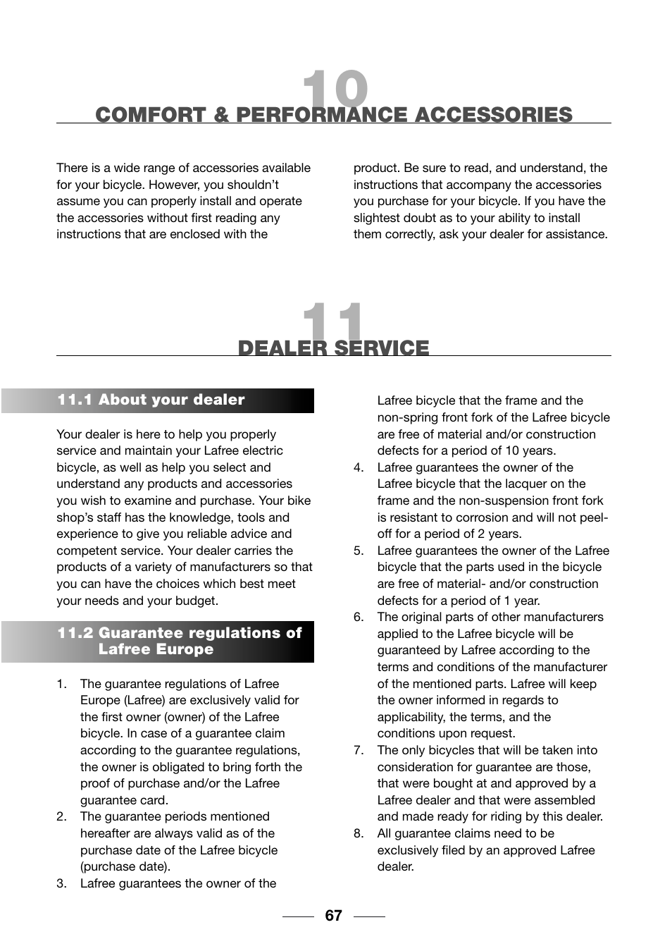 Comfort & performance accessories, Dealer service | Giant TwisT 2002 Motorized Bicycle User Manual | Page 69 / 148