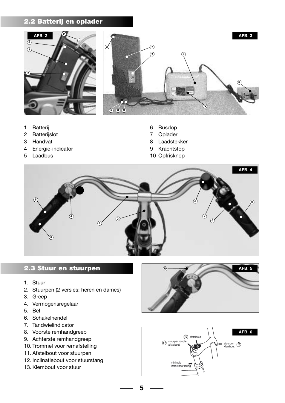 2 batterij en oplader, 3 stuur en stuurpen | Giant TwisT 2002 Motorized Bicycle User Manual | Page 7 / 148