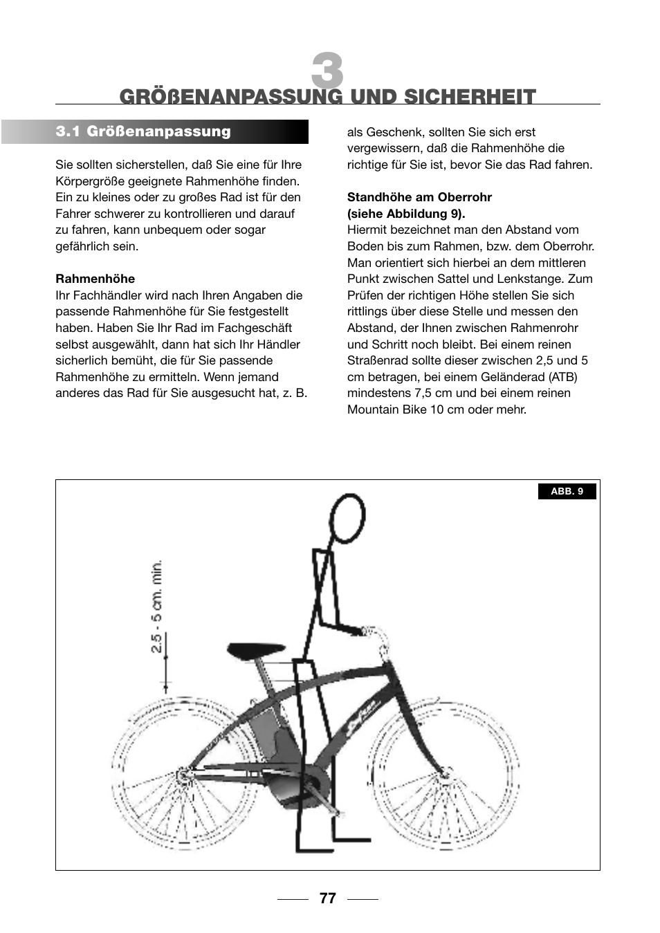 Größenanpassung und sicherheit | Giant TwisT 2002 Motorized Bicycle User Manual | Page 79 / 148