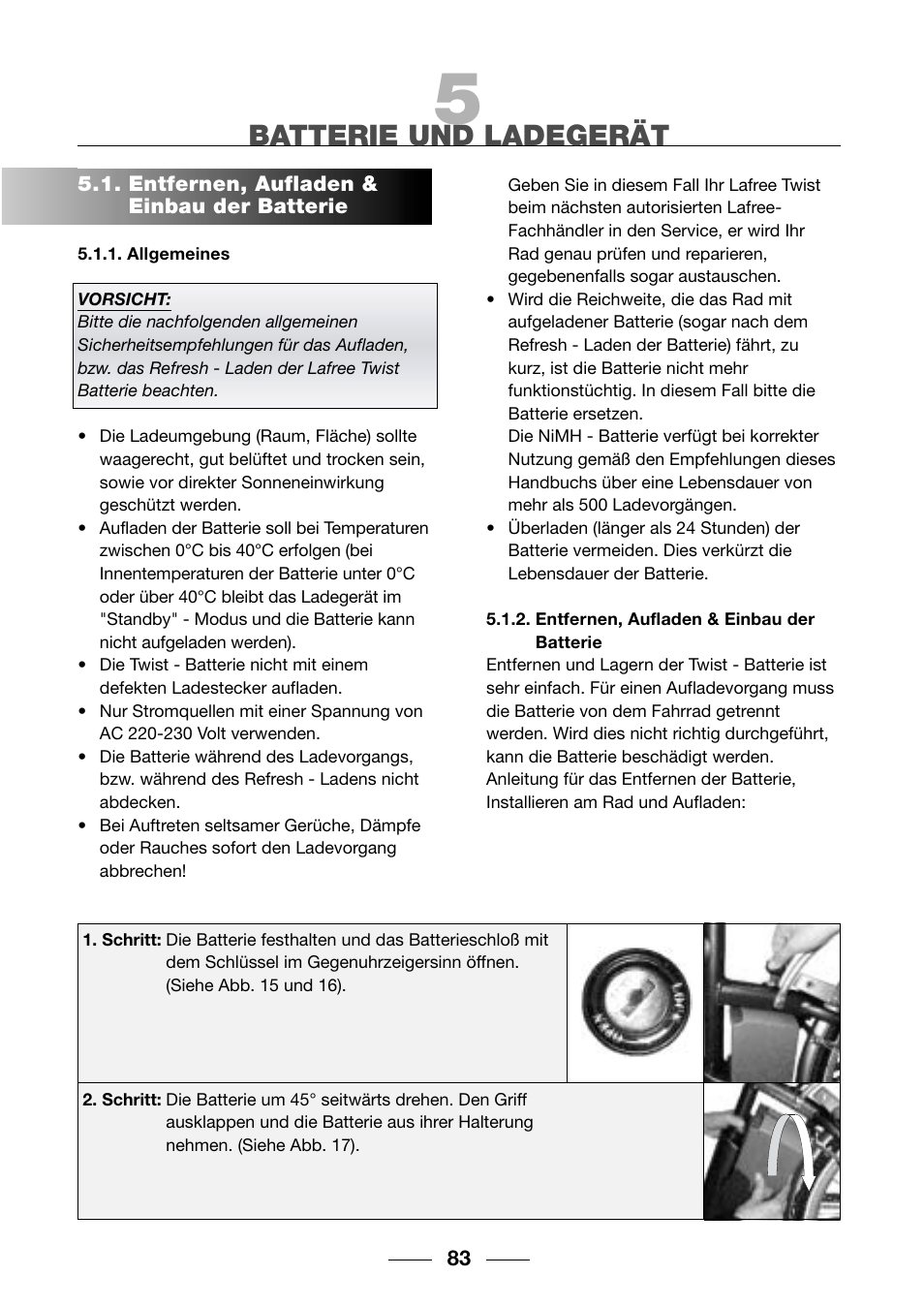 Batterie und ladegerät | Giant TwisT 2002 Motorized Bicycle User Manual | Page 85 / 148