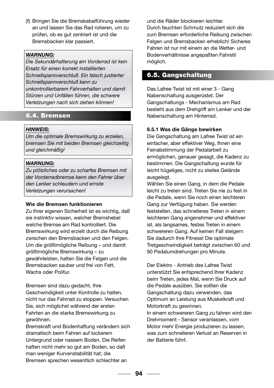 Giant TwisT 2002 Motorized Bicycle User Manual | Page 96 / 148