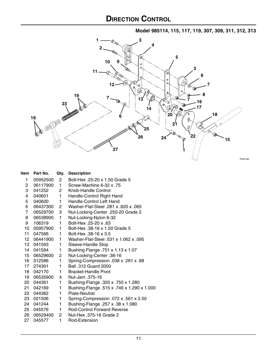 Direction control, Irection, Ontrol | Gravely 985117 User Manual | Page 11 / 36