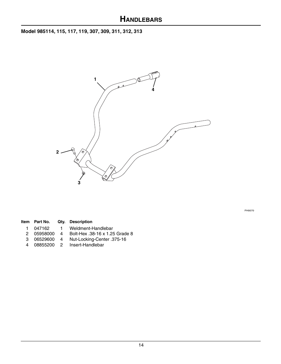 Handlebars, Andlebars | Gravely 985117 User Manual | Page 14 / 36