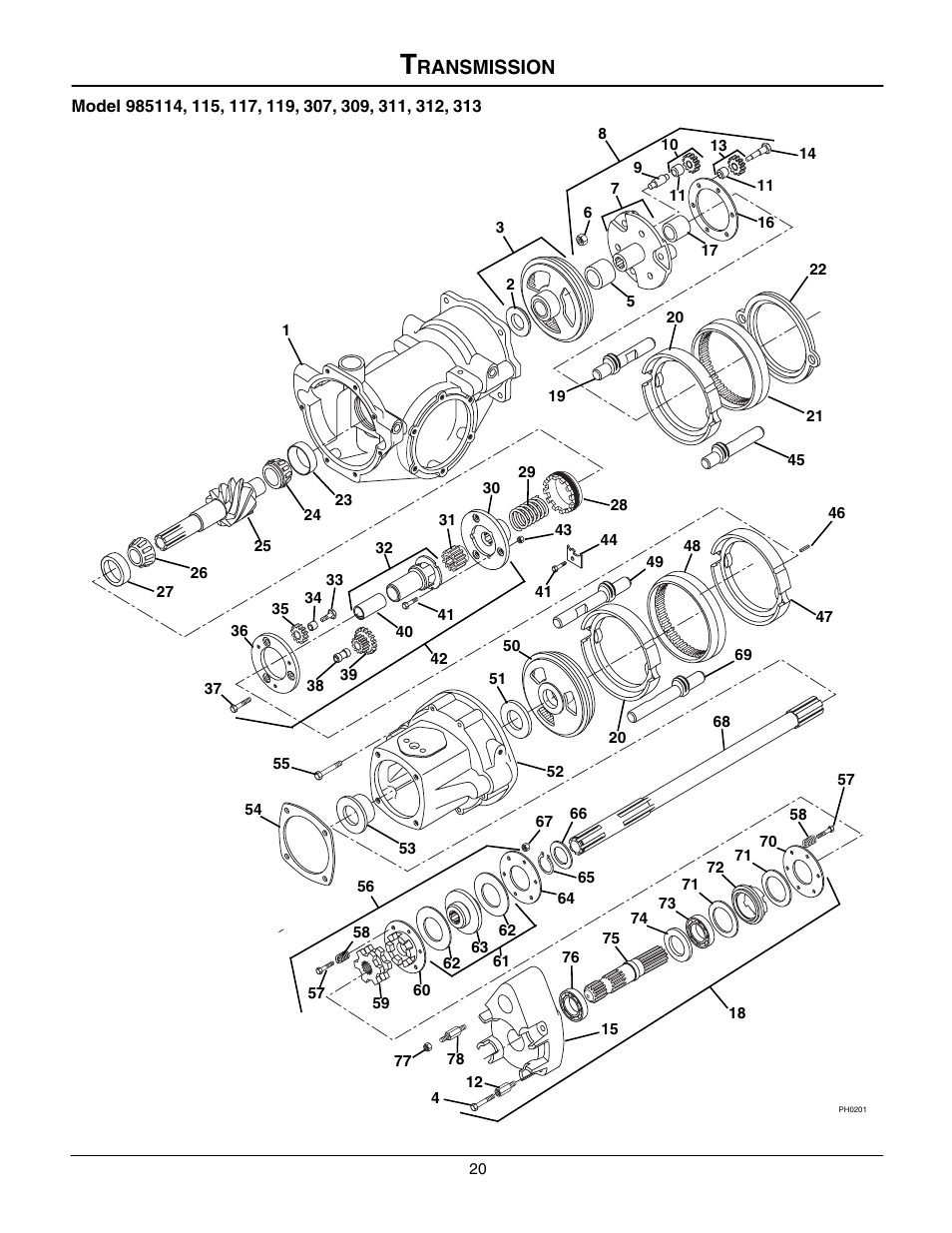 Transmission, Ransmission | Gravely 985117 User Manual | Page 20 / 36