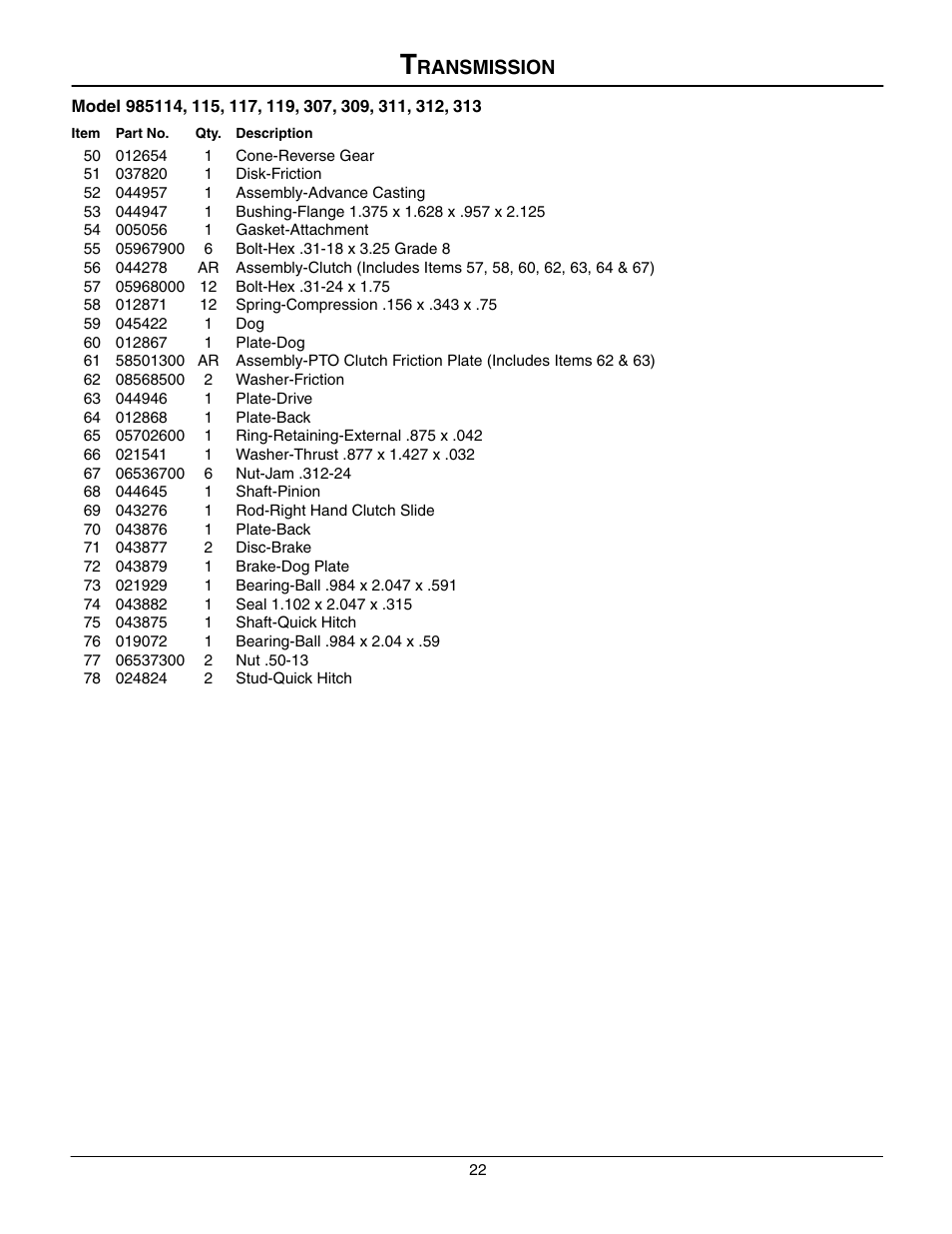 Transmission, Ransmission | Gravely 985117 User Manual | Page 22 / 36