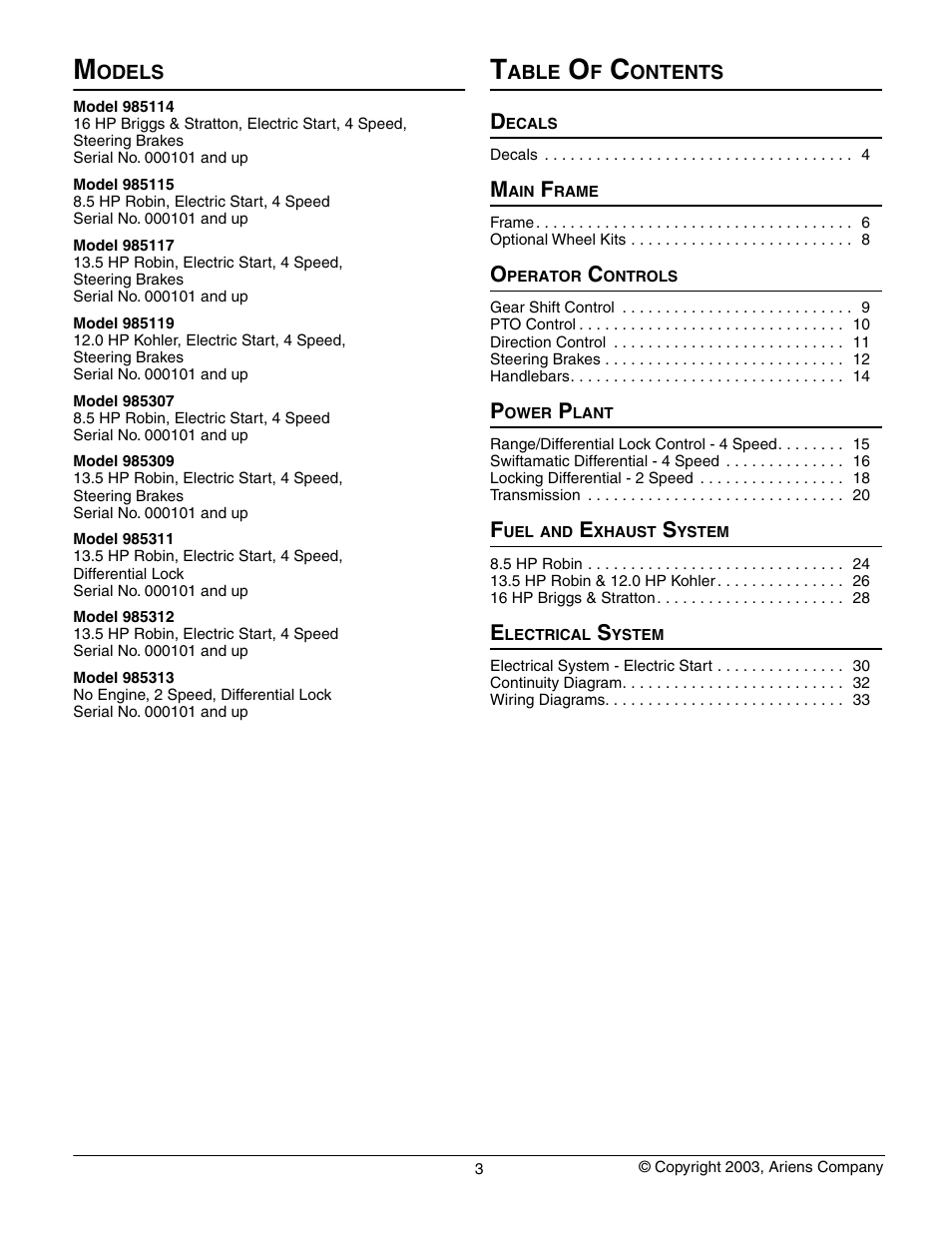 Gravely 985117 User Manual | Page 3 / 36