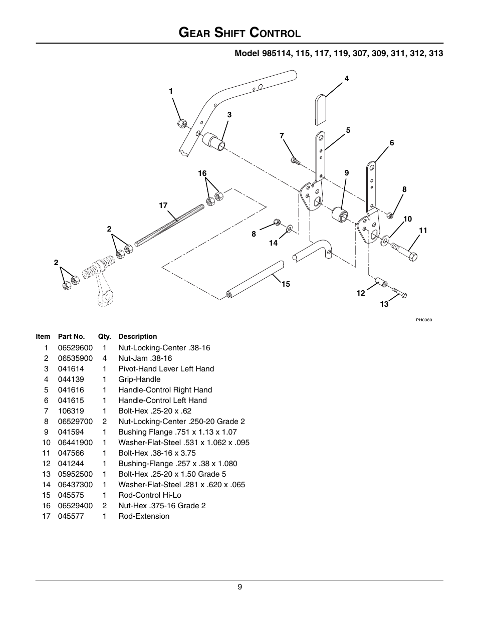 Gear shift control | Gravely 985117 User Manual | Page 9 / 36